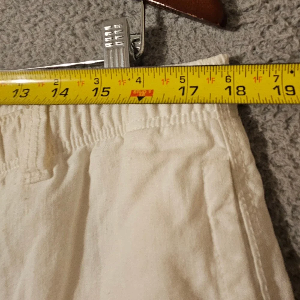 Tommy Bahama Relax Mens Cream 100% Linen Elastic Waist Drawstring Pants Size L